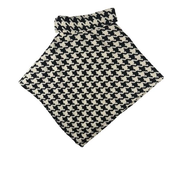 Last Kiss Black White Houndstooth Wool Lined Poncho Cape Cowl Neck Chic XL - Picture 4 of 8